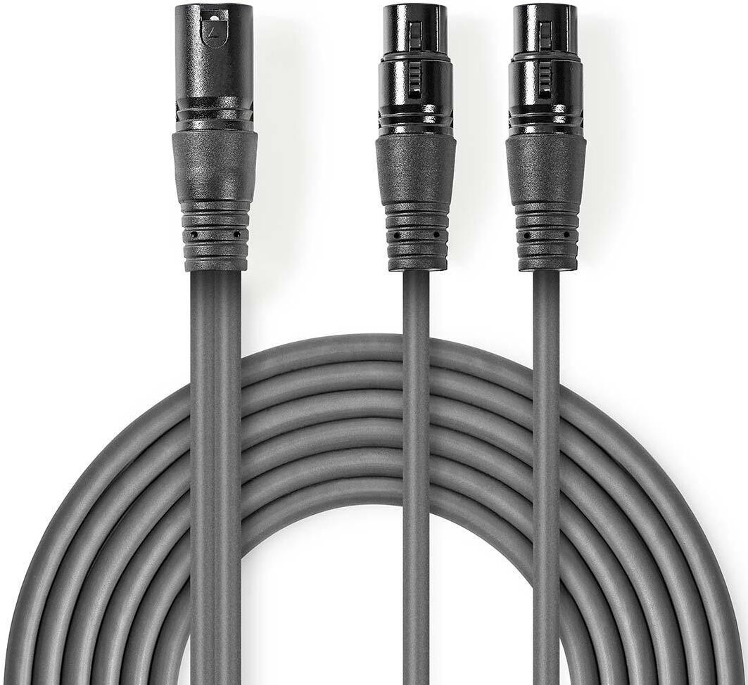 NEDIS Câble Audio XLR 3Pin Mâle vers 2x XLR 3Pin Femelle