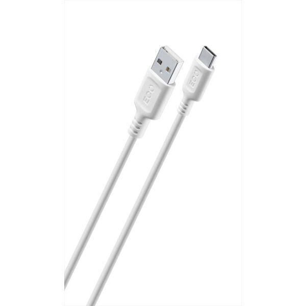 cellular line cavo da usb a usb-c ecousbdataa2c1mw-bianco