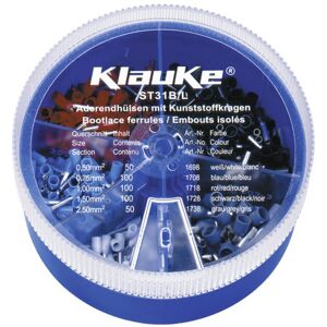 Klauke ST31B Assortiment adereindhulzen 0.5 mm², 0.75 mm², 1 mm², 1.5 mm², 2.5 mm² Deels geïsoleerd Wit, Blauw, Rood, Zwart, Grijs 400 onderdelen