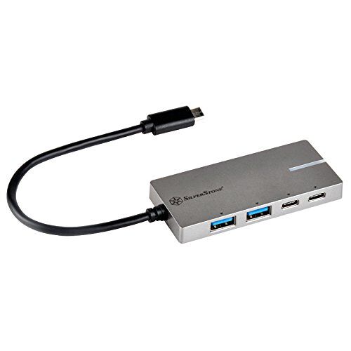 Silverstone SST-EP09C USB-hub met onafhankelijke bedrijfsindicator LED, USB 3.1 type C (Gen 1) op 2x type A en 2x type C-poorten