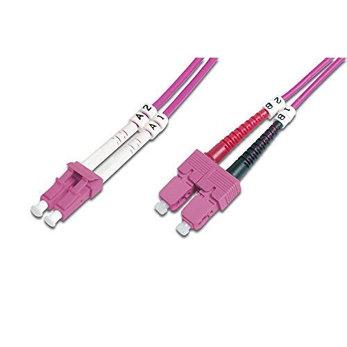 Digitus DK-2532-01-4 – Glasvezelkabel OM4 – 1 m – LC naar SC – Duplex Glasvezelkabel – 1/10/40/100 Gbit/s – MM Multimode glasvezel LAN kabel – Type vezel: 50/125 µ – Paars (Violet)