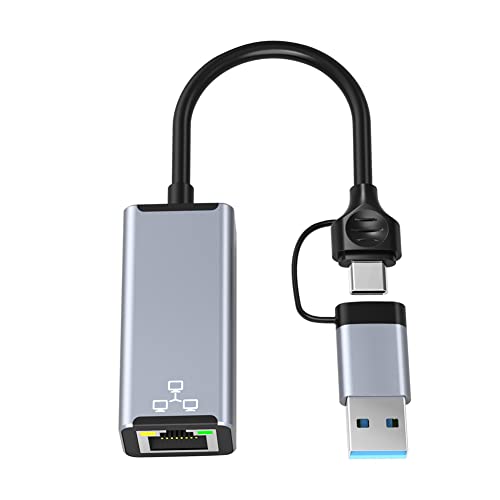 Fxndknjks USB Type C aan RJ45 Getelegrafeerde Netwerkkaart Super Snelheid USB 3.0 aan Ethernet-Adapter voor Laptop PC, 1000Mbps Netwerkkaart