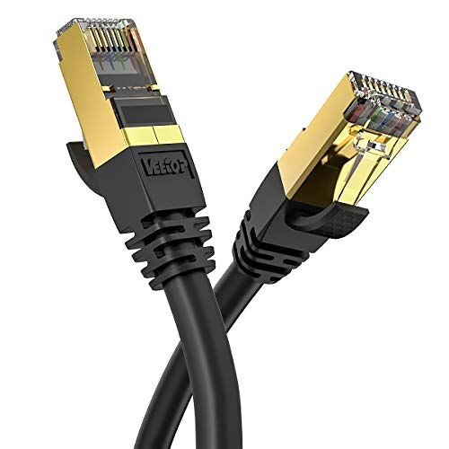 Veetop Ethernet Kabel Lan Cat 8 Netwerkkabel Internetkabel voor 40 Gigabit High Speed Ethernet-netwerken Flexibel en Robuust met Vergulde RJ45 Stekker (10m zwart)