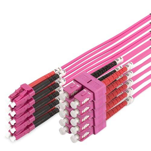 Digitus DK-2532-01-4 Glasvezelkabel OM4-5 stuks 5 m LC naar SC Duplex glasvezelkabel 1/10 / 40/100 Gbit/s MM multimode glasvezel LAN kabel Type vezel: 50/125 µ Violet