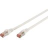 Digitus DK-1644-100/WH RJ45 Netwerkkabel, patchkabel CAT 6 S/FTP 10.00 m Wit Vlambestendig, Folie afscherming, Afscherming gevlochten, Afgeschermd,