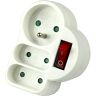 PremiumCord Adapter ronde stekker op 1x rond stopcontact en 2x plat stopcontact met schakelaar 230V, wit