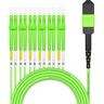 AMPCOM MPO naar LC Breakout Kabel 50/125μm Multimode OM5 (12 Vezel, MPO naar LC, Type B, LSZH/Riser, UPC, Lime Groen) 30m (98.4ft)