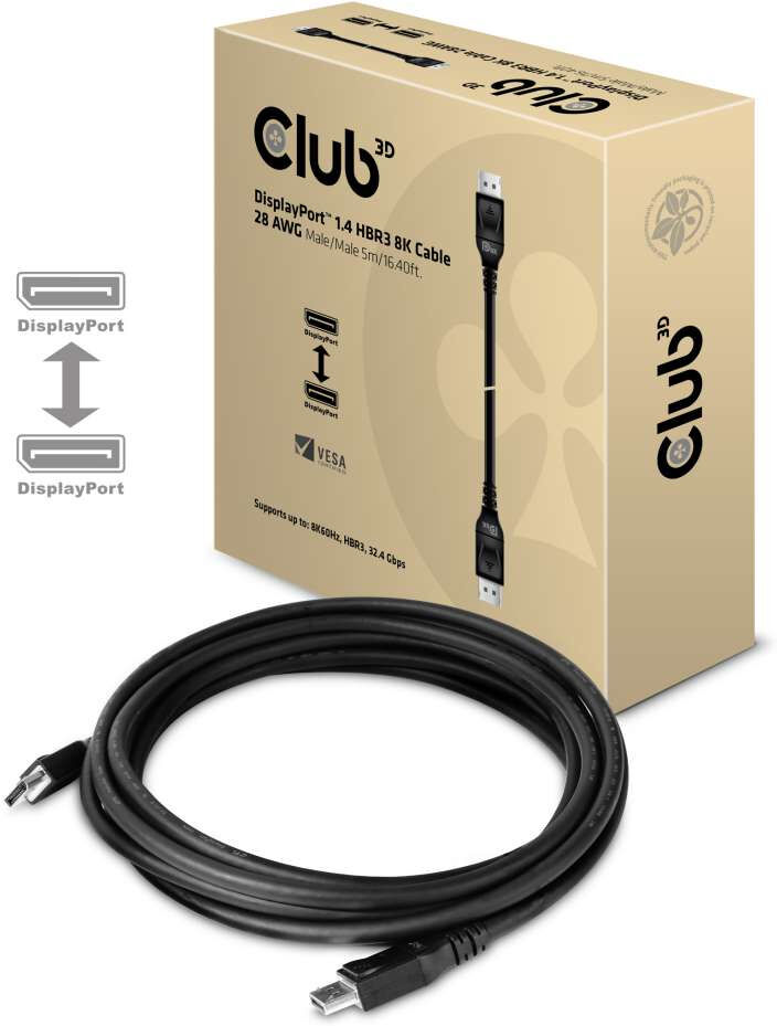 Club 3D DisplayPort 1.4 HBR3 8K Cable M/M 5m Vesa