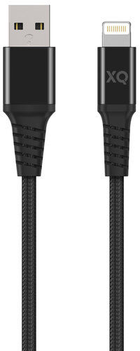 Xqisit Extra Sterk Gewoven Lightning naar USB-A kabel - Wit 200 cm Synchroniseren Opladen