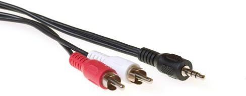 ACT AK2078 Audio Verloopkabel 3,5mm Jack Male/2x Tulp Male  - 10 meter