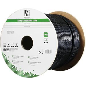 Deltaco S/ftp Cat6a Installation Cable, For Outdoor Use, 100m Roll, 250mhz, Delta-Certified, Black