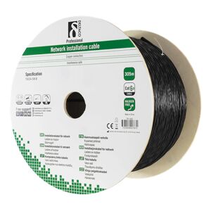 Deltaco U/ftp Cat6a Installation Cable For Outdoor Use, 305m Drum, 500mhz, Delta Certified, 23awg, Black
