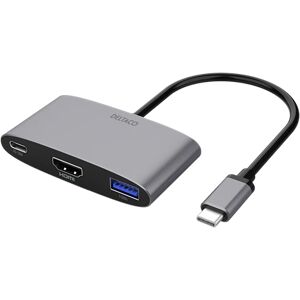 Deltaco Usb-C Til Hdmi Og Usb-A Adapter, Usb-C Port Med Pd 3.0, 3840x2160 60hz, Space Grey