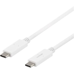 Deltaco Usb-C Til Usb-C Kabel, 1m, 5gbps, Usb-If Sertifisert, Hvit