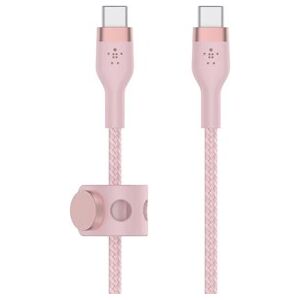 Belkin USB-C till USB-C Nylonflätad Silicon laddkabel, 60W, 3M, Rosa