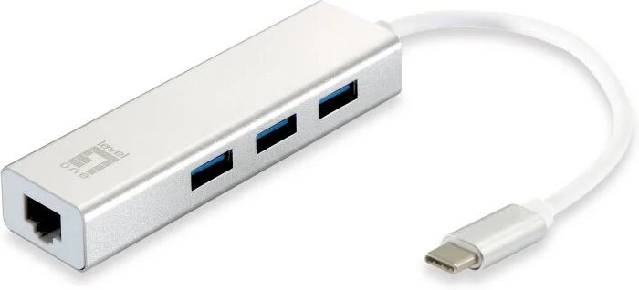 LevelOne Level one adaptador de rede gigabit usb-c + hub usb 3.2