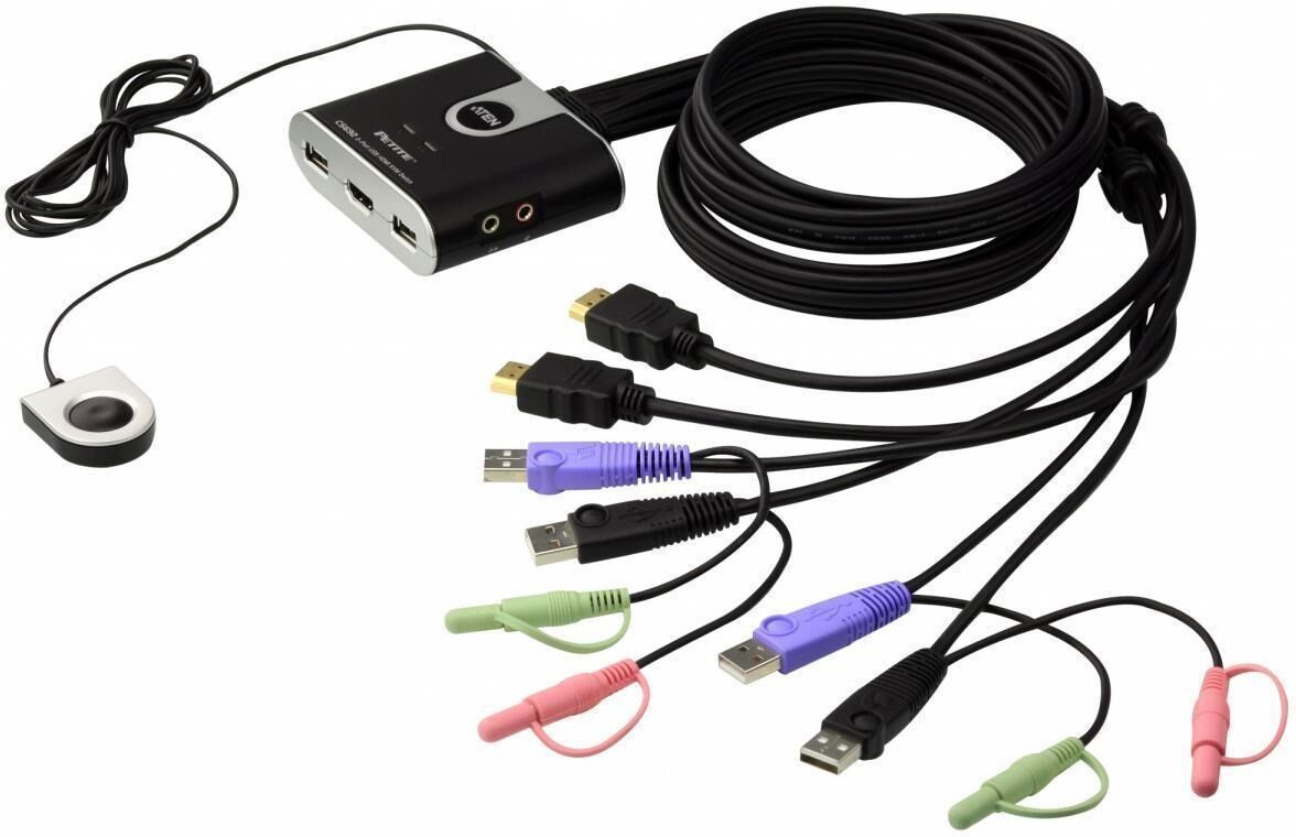 Aten Kvm 2p Usb Hdmi Áudio - Aten