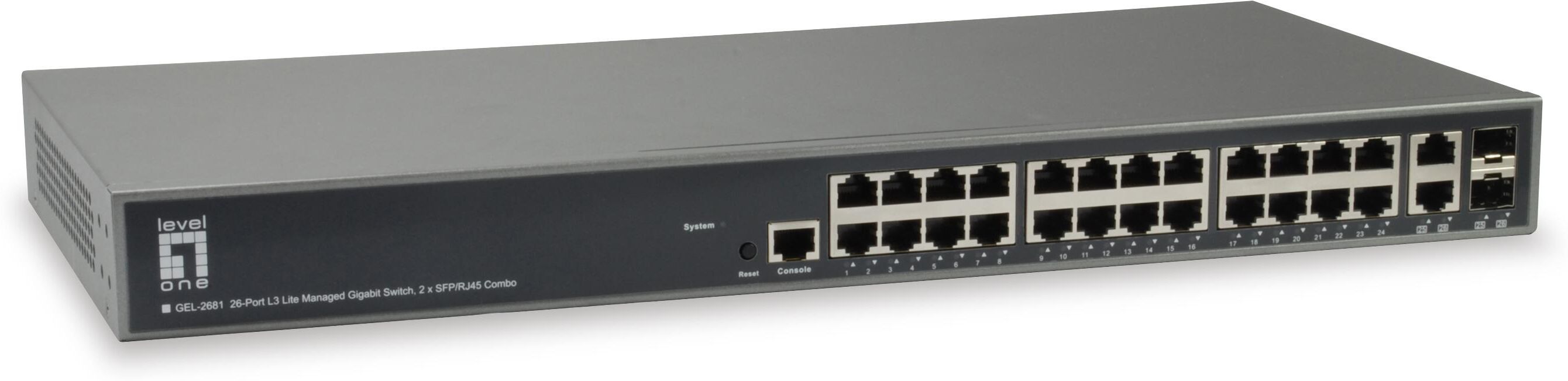 Levelone Switch Level One 26-port L3 Lite Managed Gigabit 2 X Sfp/rj45 Combo - Gel-2681