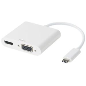 Adapter DELTACO HDMI/VGA/ljud/USB-C vit