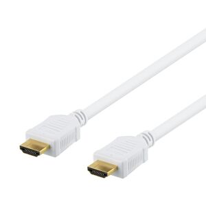 Deltaco HDMI-kabel, A-A-kontakt, Ethernet, 4K, 15 m, vit