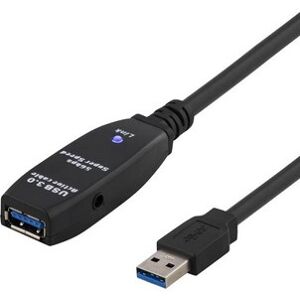 Deltaco USB 3.0 kabel, aktiv, typ A till typ A, förlängning, 5 meter, svart