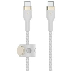 Belkin USB-C till USB-C Nylonflätad Silicon laddkabel, 60W 1M, Vit