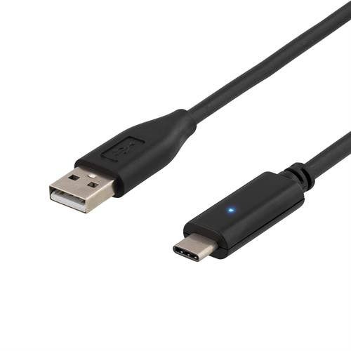 Deltaco USB-C till USB-kabel med stöd för 3 Ampere (0.25 meter)