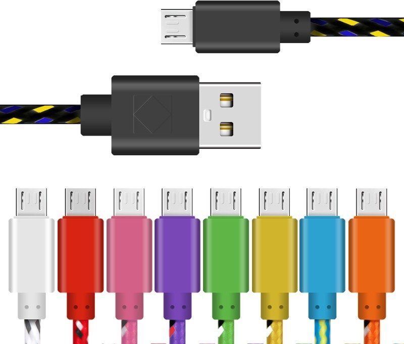 Deltaco Flätad MicroUSB-kabel i flera färger (Gul)