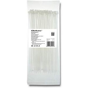 Qoltec 52195 Ladder Cable Tie Nylon White 100 Pieces – Cable Ties (Ladder Cable Tie, Nylon, White, CE, 20 cm, 2.5 mm)