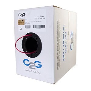 C2G 56012 Cat5e Bulk Cable - Unshielded Ethernet Network Cable with Solid Conductors, Riser CMR-Rated, TAA Compliant, Red (1000 Feet, 304.8 Meters) (Made in The USA)