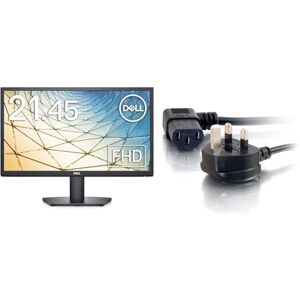 Dell SE2222H 21.5 Inch Full HD (1920x1080) Monitor, 60Hz, VA, HDMI, VGA, 3 Year Warranty, Black & C2G 88520 2 Metre 17 AWG 90 Degree Power Cable (IEC320C13R to BS1363) Right Angle Kettle lead, Black