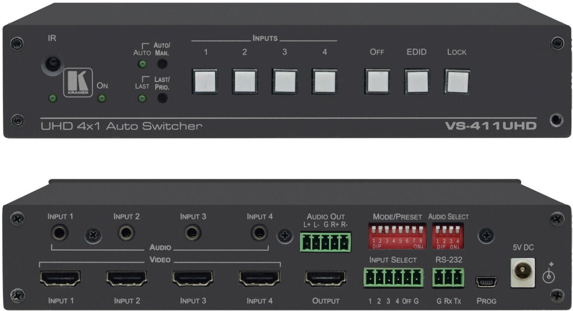 Kramer VS-411UHD 4x1 4K 60 4:2:0 HDMI Auto–Switcher mit Audio