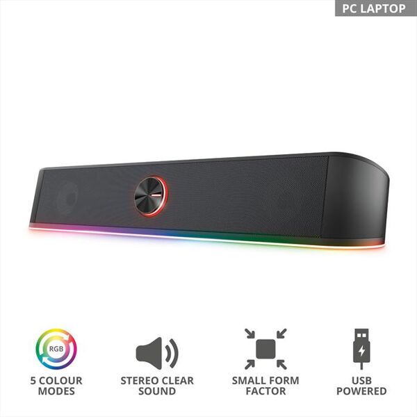 trust gxt619 thorne rgb led soundbar-black rgb