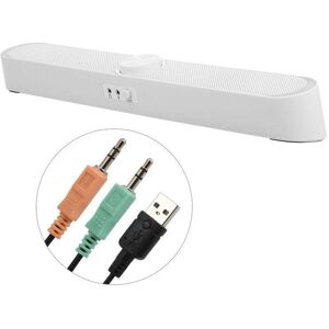 HOD Health&Home Speakers Desktop V 198 Usb Powered Sound Bar Computer With Led Lights 3.5Mm Audio Mic Plug Wired Soundbar For Pc Cellphone Tablets Laptop White