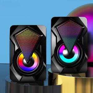 buyfornow USB Wired Computer Speakers Bass Stereo Subwoofer Colorful LED Light  Laptop Smartphones MP3