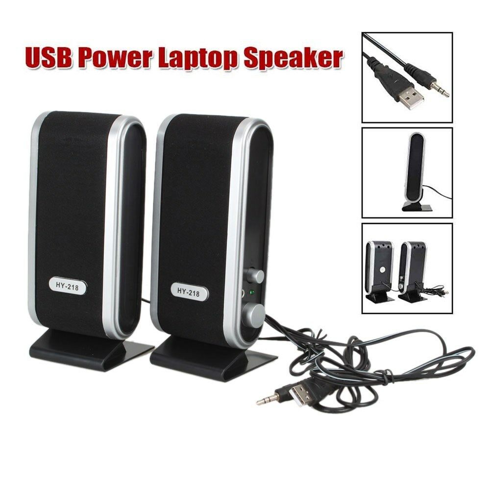 SURTOP 2 Pcs USB Power Computer Speakers Stereo 3.5mm with Ear Jack for Desktop PC Laptop