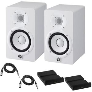 Yamaha 2x HS5 Powered Studio Monitor, White with Isolation Pads &amp; Cables