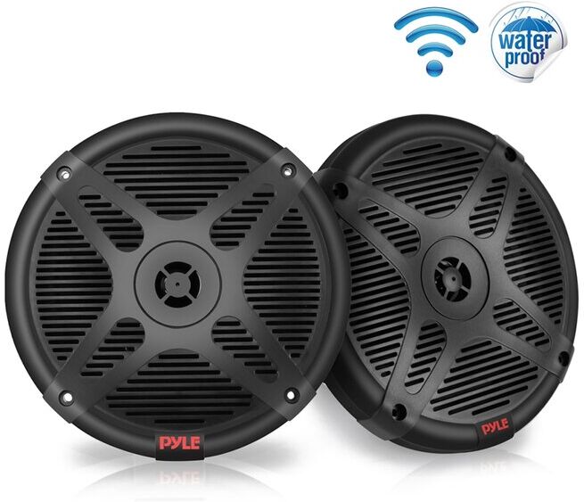 Pyle Dual Waterproof-Rated Bluetooth Marine Speakers with Wireless Rf Streaming Black NoSize