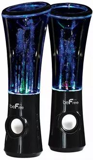 beFree Sound Multimedia Sound Reactive Color Changing LED & Dancing Water Bluetooth Computer Speakers, Black