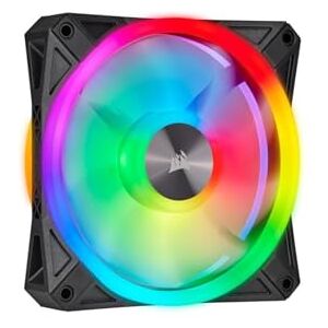 Corsair iCUE QL120 RGB, 120-mm-RGB-LED-PWM-Lüfter (34 Einzeln Ansteuerbare RGB-LEDs, Schwindigkeiten Bis zu 1,500 U/Min, Geräuscharm) Einzelpackung schwarz