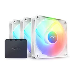 NZXT F120 RGB Core Dreierpackung – 3 × 120 mm nabenmontierte RGB-Lüfter mit RGB-Steuerung – 8 einzeln ansteuerbare LEDs – Halbtransparente Lüfterblätter – PWM-Steuerung – CAM-Software – Weiß