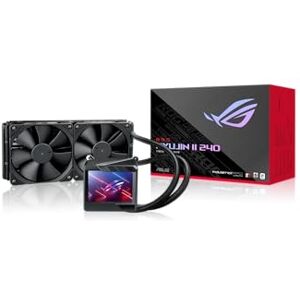 Asus ROG RYUJIN II 240 All-in-One CPU-Wasserkühlung (3,5-Zoll-LCD, integrierter Pumpenlüfter zur Kühlung von VRM und M.2, 2x Noctua iPPC 2000 PWM 120mm Radiatorlüfter), Schwarz