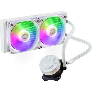 Cooler Master MasterLiquid 240L Core ARGB Wasserkühlung CPU-Flüssigkeitskühler mit Zweikammer-Gen-S-Pumpe, überlegende PC-Kühlung mit 120mm ARGB-Lüfter, LGA 1700- und AM5-Halterungen – Weiß