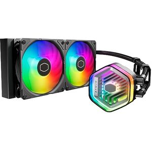 Cooler Master MasterLiquid Atmos 240 Black CPU-Wasserkühler – AIO-Wasserkühlung, Doppelkammerpumpe, vorinstallierte Sickleflow 120 Edge-Lüfter, adressierbares Gen 2 RGB, LGA1700- & AM5 – Schwarz