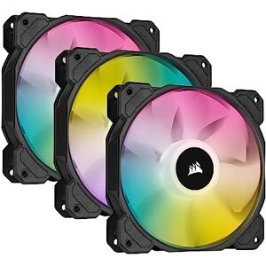 Corsair iCUE SP120 RGB ELITE Performance 120mm-PWM-Lüfter 3er-Pack mit iCUE Lighting Node CORE ( AirGuide-Technologie, Acht Ansteuerbare RGB-LEDs, Leise 18 dBA, Bis zu 1.500 U/min) Schwarz