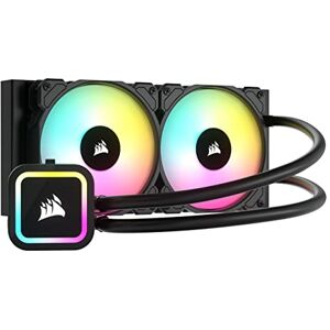 Corsair H100x RGB Elite CPU-Flüssigkeitskühler, Kompatibel mit Desktop 16 Dynamische RGB-LEDs SP120 RGB Elite Series PWM-Lüfter Sockel Intel® LGA 1700, 1200, 115X, 2066, AMD® AM5/AM4 Schwarz