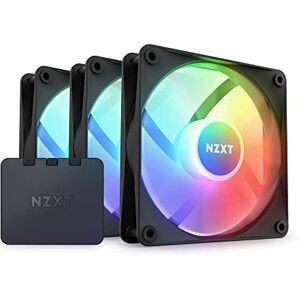 NZXT F120 RGB Core Dreierpackung – 3 × 120 mm nabenmontierte RGB-Lüfter mit RGB-Steuerung – 8 einzeln ansteuerbare LEDs – Halbtransparente Lüfterblätter – PWM-Steuerung – CAM-Software – Schwarz