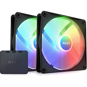 NZXT F140 RGB Core Doppelpackung – 2 × 140 mm nabenmontierte RGB-Lüfter mit RGB-Steuerung – 8 einzeln ansteuerbare LEDs – Halbtransparente Lüfterblätter – PWM-Steuerung – CAM-Software – Schwarz