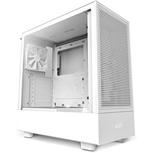 NZXT H5 Flow CC-H51FW-01 Premium ATX Mid-Tower PC Gaming Gehäuse Airflow Mesh Front Seitenteil Aus Gehärtetem Glas Extra GPU Lüfter Wasserkühlung Ready USB C WeiÃŸ