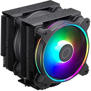 Cooler Master Hyper 622 Halo CPU-Luftkühler – Aluminium-Finish, 6 kompakte kontinuierliche Direktkontakt-Heatpipes, Dual-Tower-Kühlkörper, Zwei Halo²-Lüfter, ARGB-Erkennung, LGA1700 & AM5 Schwarz